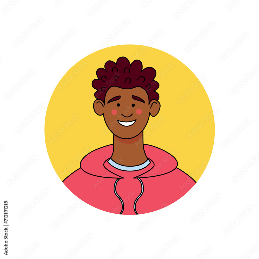 Poster avatar of person in the universal style. the cartoon design of the boy avatar adds a playful and ada