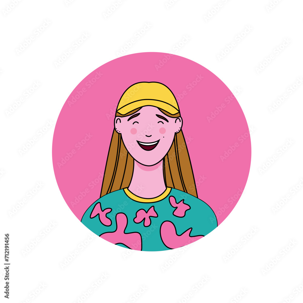 Poster avatar of person in the universal style. this universal avatar, with a charming girl's representatio