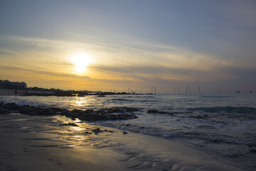 Fototapeta premium This is the sunset view of Gwakji Beach in Jeju Island.