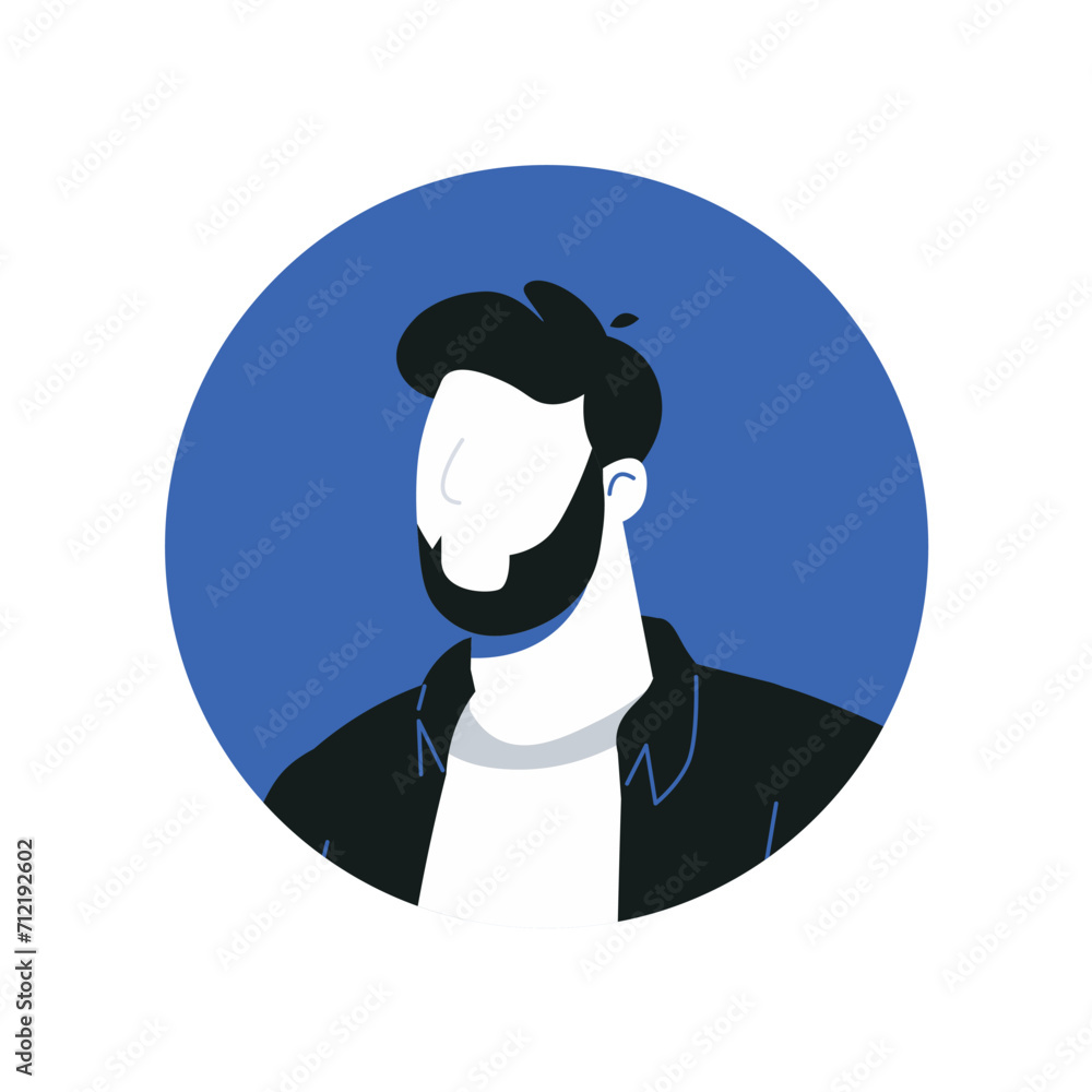 Poster avatar of character in the blue and black style. showcasing of the modernity in a man's avatar, suit
