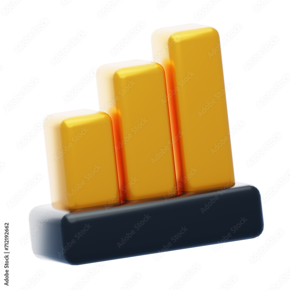 Aufkleber 3d visualization of data trends through bar charts. 3d illustration, 3d element, 3d rendering. 3d vi