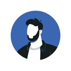 Avatar of character in the blue and black style. Showcasing of the modernity in a man's avatar, suitable for a wide range of digital applications and presentations. Vector illustration.