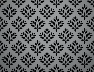 Behang Flower geometric pattern. Seamless vector background. Black and gray ornament. Ornament for fabric, wallpaper, packaging. Decorative print © ELENA