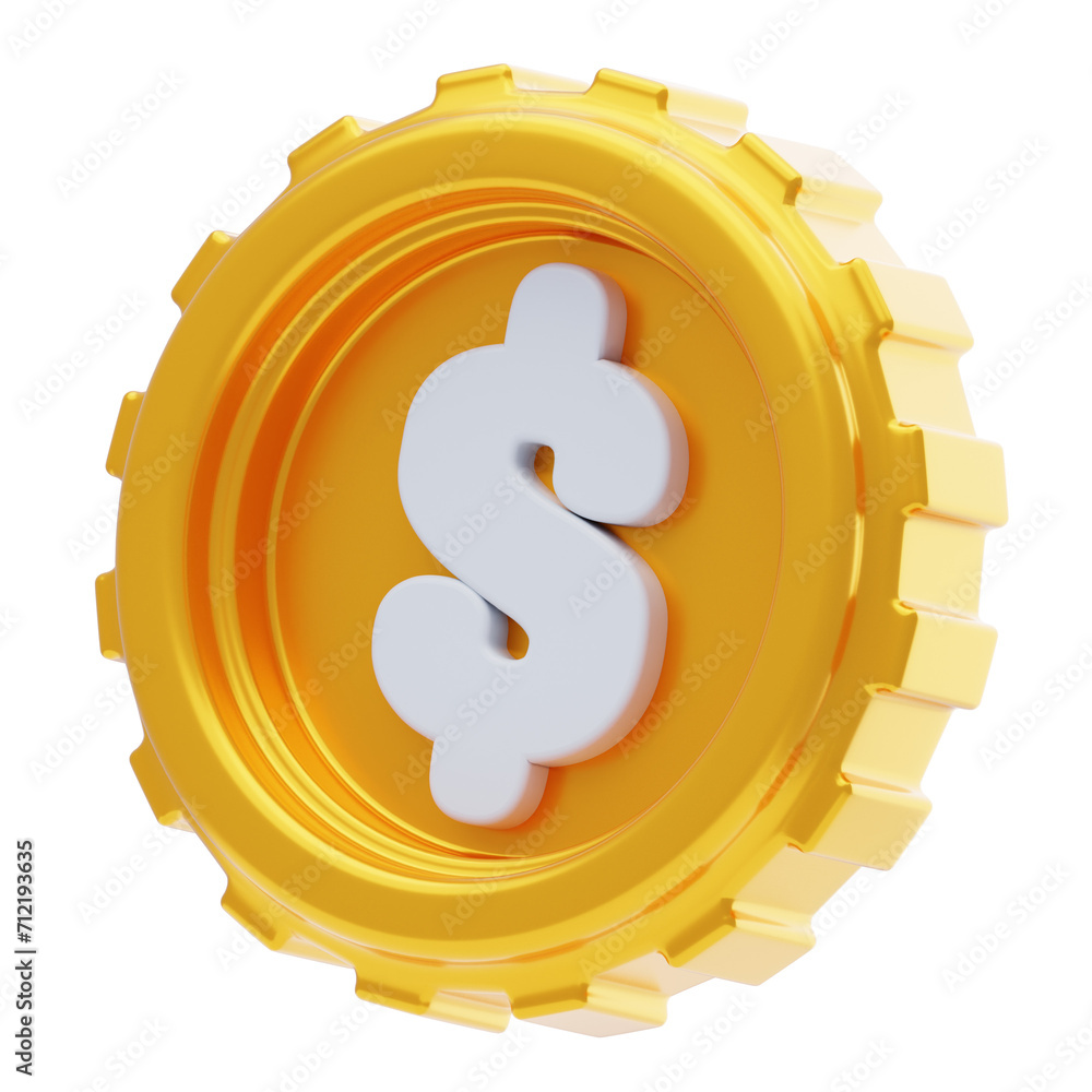 Poster dollar coin navigating financial realms in 3d currency. 3d illustration, 3d element, 3d rendering. 3