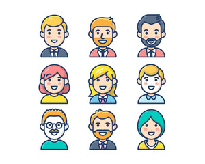 set of cartoon people, icons set, avatar, user