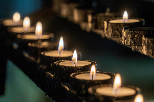 votive candles, Roncesvalles, Royal Collegiate Church of Santa María de Roncesvalles, Santiago's road, Navarra, Spain