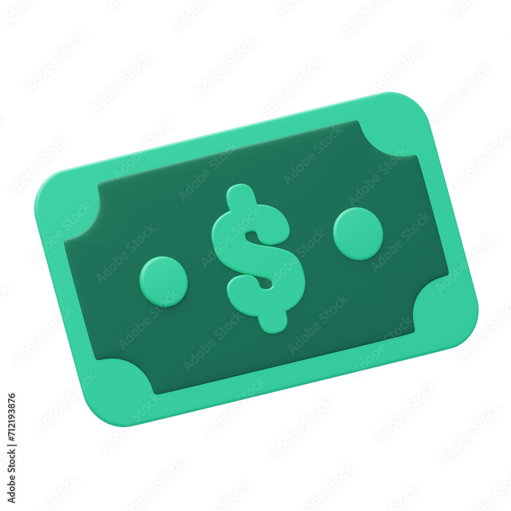 Poster 3d dollar in cash navigating financial realms. 3d illustration, 3d element, 3d rendering. 3d visuali