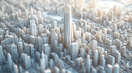 Obraz premium White modern architectural model city, Bird's-eye view. Generative AI.