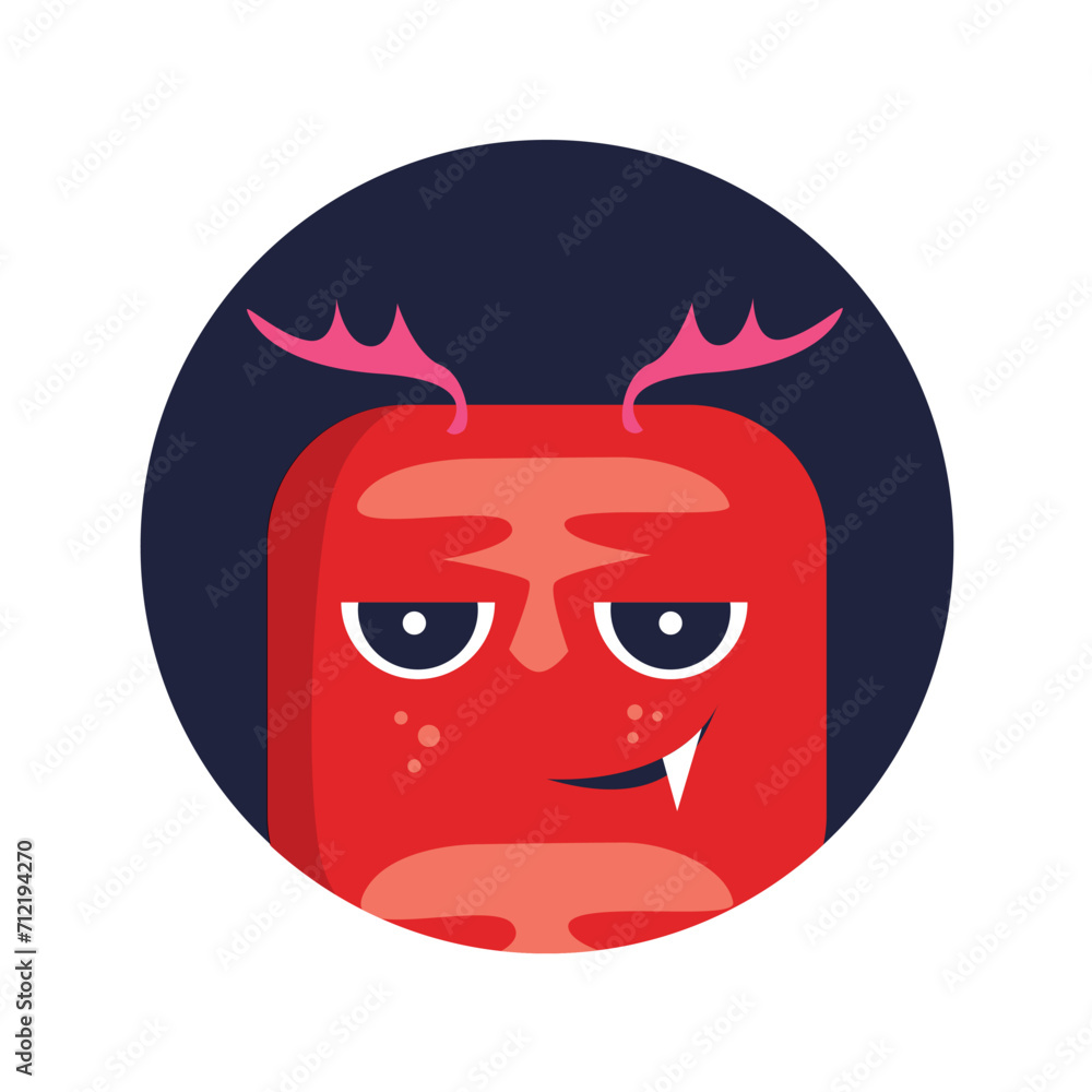 Poster Avatar of monster in the colorful style. An artful artwork of a comical monster avatar, skillfully blending design elements to create a visually appealing and entertaining image. Vector illustration.