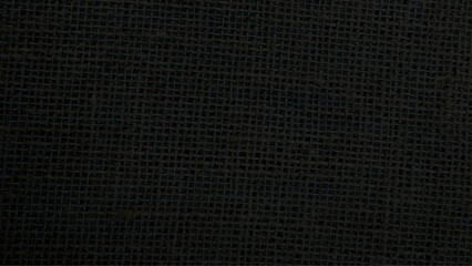Jute hessian sackcloth canvas woven texture pattern background in light black color blank empty. Black Hemp rope texture background. Haircloth wale black dark cloth wallpaper.  - obrazy, fototapety, plakaty