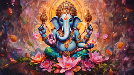 Ganesha Hindu God - obrazy, fototapety, plakaty