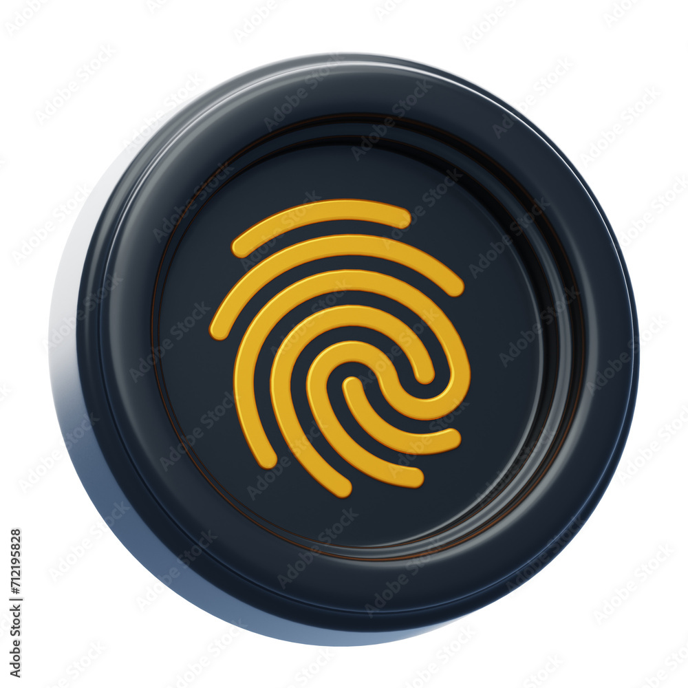 Poster 3d fingerprint model a biometric cipher unveiling security. 3d illustration, 3d element, 3d renderin