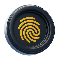 3D Fingerprint Model A Biometric Cipher Unveiling Security. 3d illustration, 3d element, 3d rendering. 3d visualization isolated on a transparent background