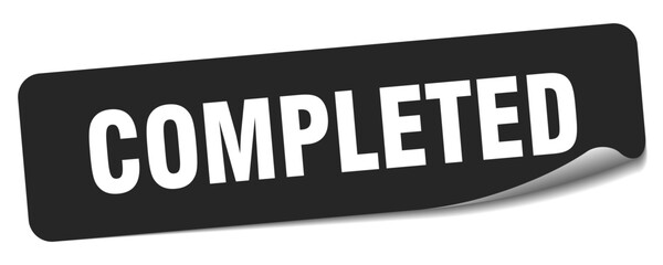 completed sticker. completed label