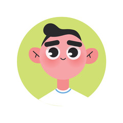 Avatar of emotional person in the colorful style. This artwork showcases a creative design of avatar boys expressing a range of emotions through a charming cartoon style. Vector illustration.