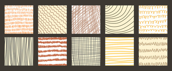 Vector scribble, horizontal and wave strokes collection. Doodle boho shapes. Hand drawn line texture set.
