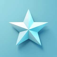 Obraz premium Simple flat star smiling, pure background, 3d modeling drawing, blue light