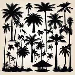 palm and coconut tree silhouette