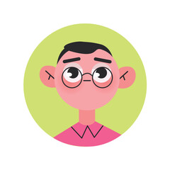 Avatar of emotional person in the colorful style. An artful illustration of avatar boys showcase his emotions. Vector illustration.