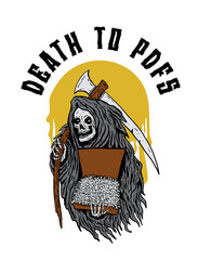 Skull holding shredded papers