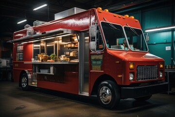 A food truck parked on the side of the road, street fast food concept.