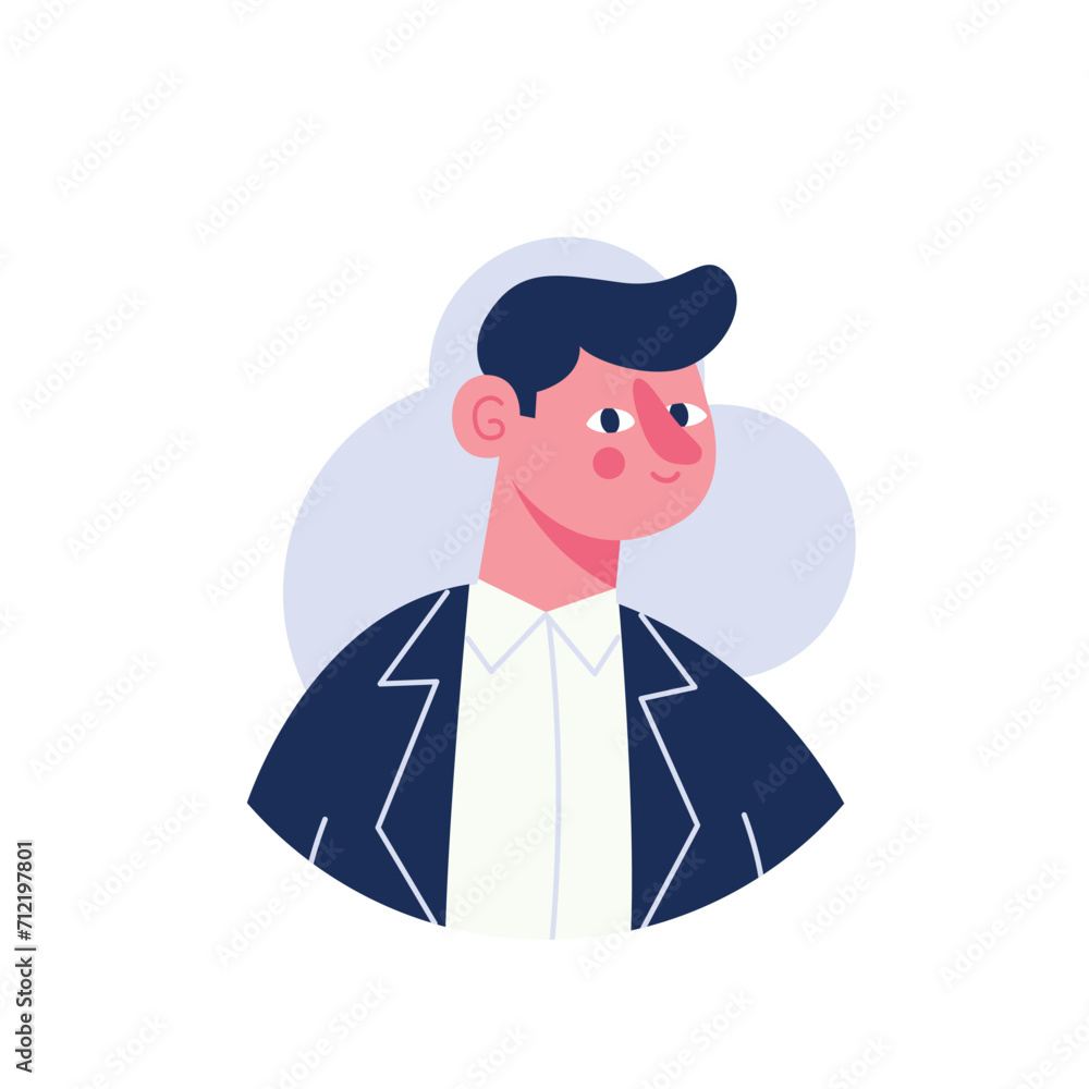 Poster avatar of person in the colorful style. the colorful man avatar make it an engaging and attention-gr