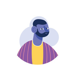 Avatar of person in the colorful style. This design effectively utilizes a rich array of colors in the man avatar to convey a sense of energy and individuality. Vector illustration.