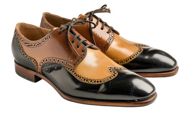 Zapatos Saddle Vintage con Diseño de Dos Tonos Sobre fondo transparente.