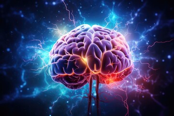 Fototapeta premium Huntington's disease brain tumors flashes. Brain treatments for ALS. Synapses, neural disruptions in multiple sclerosis. Traumatic brain injuries, studies on migraines human mind axon brain disorders.