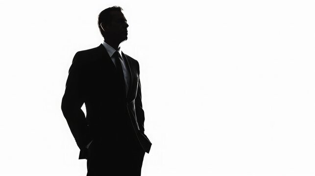 Silhouette of handsome businessman on white background - Powered by Adobe