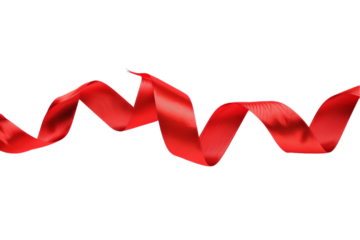 Vibrant Red Ribbon: Isolated on a Clean White Background, Perfect for Christmas, Celebrations, and Gift Decorations