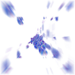 An abstract transparent glitch art iridescent blur texture design element.