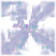 An abstract transparent glitch art iridescent blur texture design element.