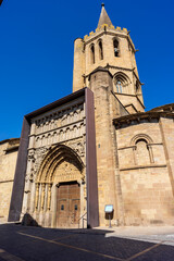 Fototapeta na wymiar main portal, Romanesque Church of Santa María la Real, Sangüesa , Navarra, Spain
