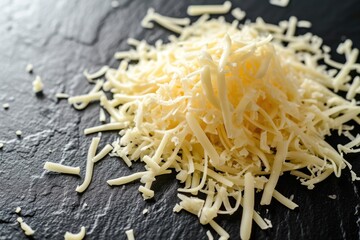 Cheese scattered on dark surface