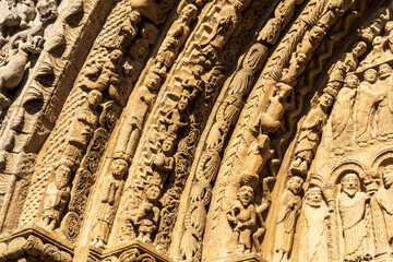 main portal, Romanesque Church of Santa María la Real, Sangüesa , Navarra, Spain