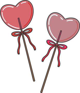 Transparent Heart Lolipops Illustration