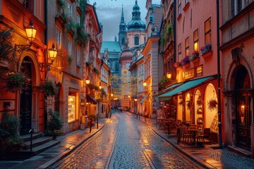 Fototapeta na wymiar Historic European City Street