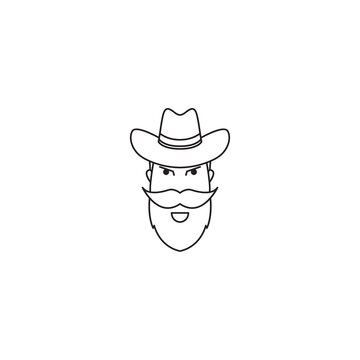 bearded cool man mascot icon logo design vector