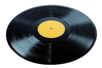 Vinyl record spinning alone on white background