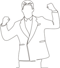 continuous line Happy smiling businessman in suit