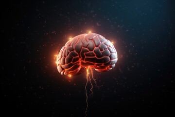 Fototapeta premium Axon mind flashes, energy deposition in brain and cognitive fatigue. Brain Oxygenation, neuroenergetics, energy utilization. Blood flow regulation human mind aid cerebral arteries in brain perfusion. 