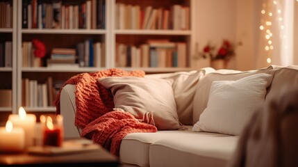 cozy blurry home background illustration interior decor, minimal serene, comfortable warm cozy blurry home background