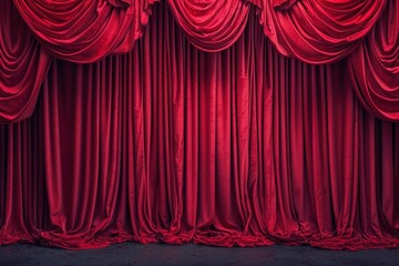 red curtains design