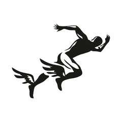 Running man. with wings Vector illustration created in the topic