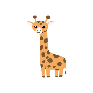 cute african animal giraffe - cartoon character. Vector illustration can used for baby background, wallpaper, greeting card, postcard. 