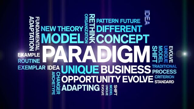 Paradigm animated word cloud;text design animation tag kinetic typography seamless loop.