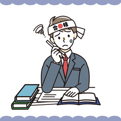 受験勉強で悩んでいる男子学生