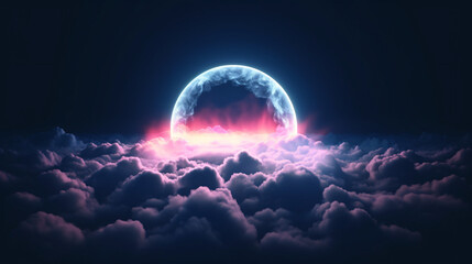 3d render abstract cloud illuminated with neon light
