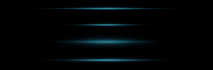 Set of light horizontal effect. Flash of lines and highlights.